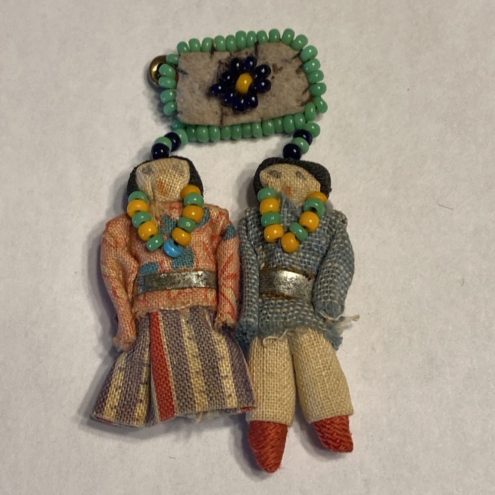 Vintage handmade beaded cloth pin